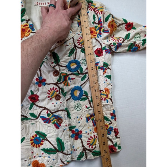 Johnny Was Blazer Womens Small Embroidered Birds Flowers Buttoned Floral White‎ - Picture 3 of 9